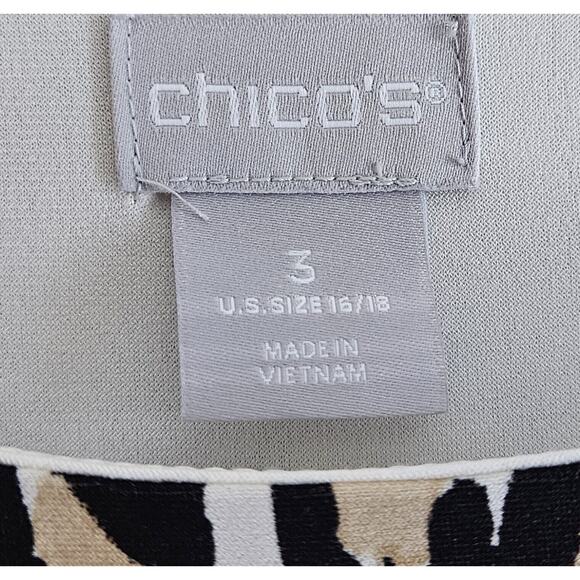 CHICO'S 3 Women's XL 16 Dress Leopard Southwest Midi 3/4 Sleeve Lined Flowy 46" - Picture 3 of 8